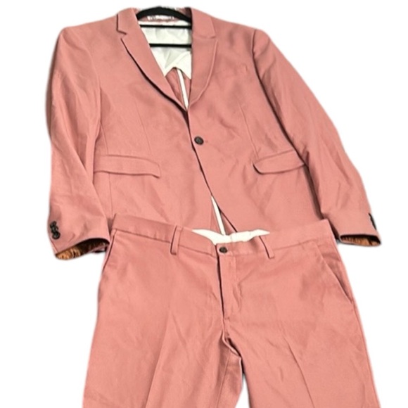 Zara dusty rose wedding pantsuit size 40 blazer 32 pant - Picture 8 of 16